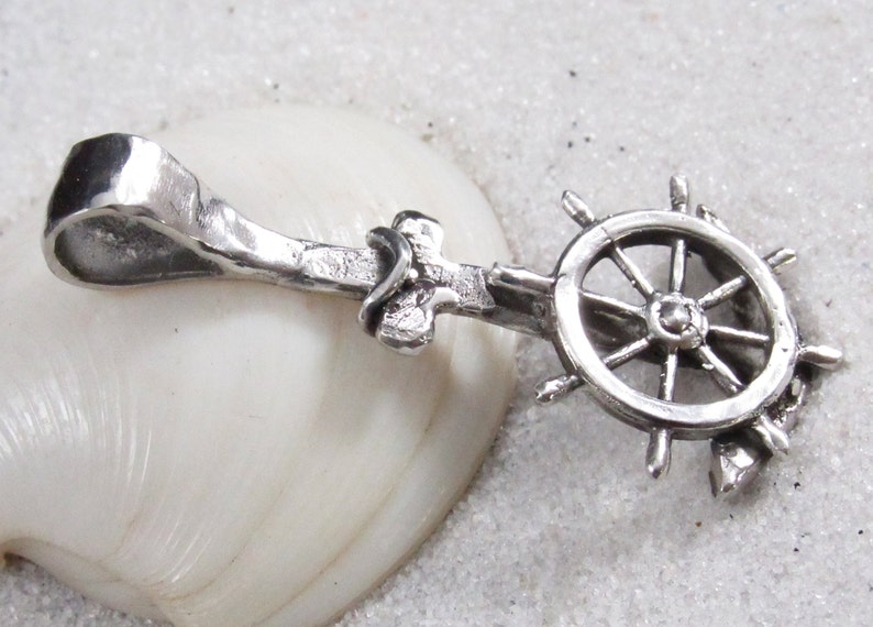 Made in America Ships Helm Charm Anchor Charm Sailors Jewelry Rustic Sterling Silver Anchor Pendant Beach Jewelry Charm Divers Jewelry