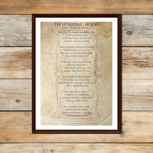 The Hurrying Hours Poem Wall Art | Vintage Poetry Poster | Rustic Digital Print | Instant Download