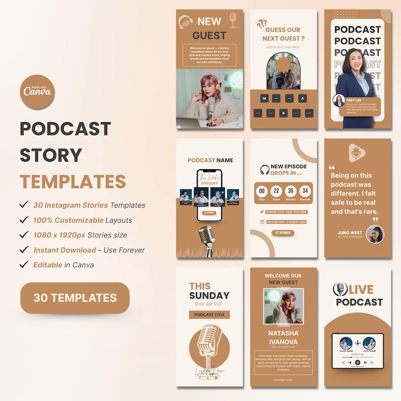 30 Editable Instagram Story Templates for Podcasts | Canva Podcast ...
