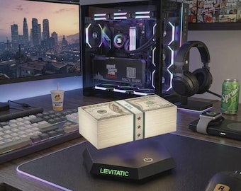 Floating Money Stack Lamp - GTA Inspired Levitating Desk Decor for Gamers
