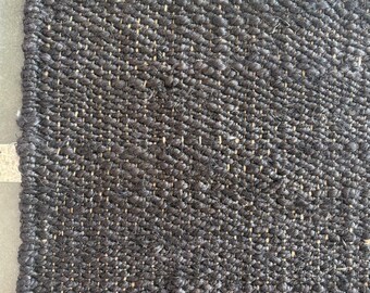 Solid Black Jute Runner, Handmade Sustainable Flatweave Rug, Durable Modern Entryway Mat, Custom Earthy Boho Living Room Accent.