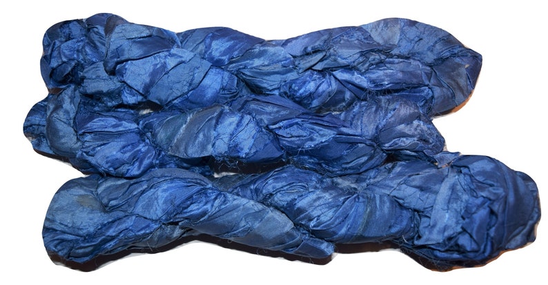100g Recycled Sari Silk Ribbon Yarn free shipping 3.5 oz Blue multi