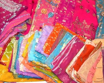 Multi colored Beaded fabric (8X8&quot;;10&quot;X10&quot;;12X12&quot;;18X18&quot;), Doll art, Junk Journal Scrap fabric, Multi Embellishment pack