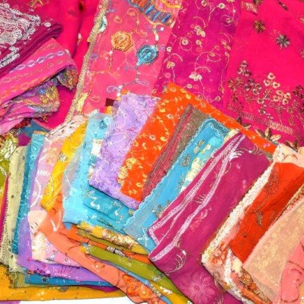 Multi colored Beaded fabric (8X8";10"X10";12X12";18X18"), Doll art, Junk Journal Scrap fabric, Multi Embellishment pack