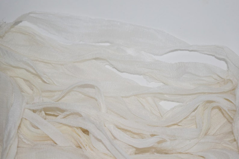 Clean Recycled Sari Chiffon off White/CREAM Silk Ribbon Yarn Etsy