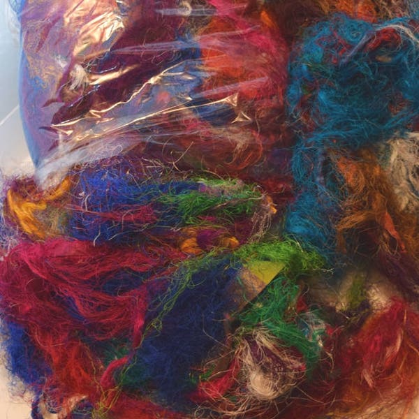 3oz Sary silk Waste Threads  Mixed Media Felting Spinning Silk Paper Weaving Crochet Fiber Textile Art Supply