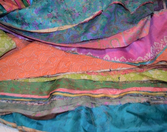 Vintage Sari Pure Silk Fabric Grab Bag Scraps Textile different sizes