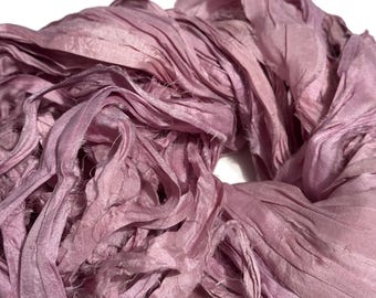 Tariff FREE Recycled Sari Silk Ribbon Yarn, Pale Purple