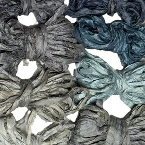 Recycled Sari Silk Ribbon Yarn,  Blue Teal shades