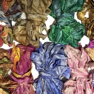 100g Recycled Sari Silk Ribbon Yarn: Multicolored Mix