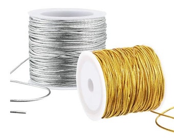 20 yards Gold or Silver Cored Elastic Rope 1mm Round Rope For craft Jewelry Making Thread Cord Garment Sewing