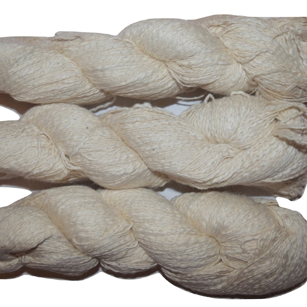 Organic White Fine Cotton Slub Yarn 400 yrds