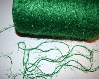 30 yards Fancy Eyelash Yarn Green soft and silky