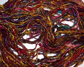 Recycled Sari Banana Silk Yarn Multicolored Raspberry