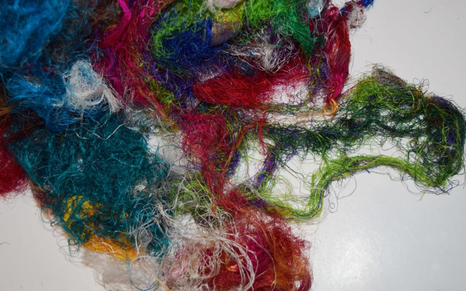 3oz Sary Silk Waste Threads Mixed Media Felting Spinning Silk Paper ...