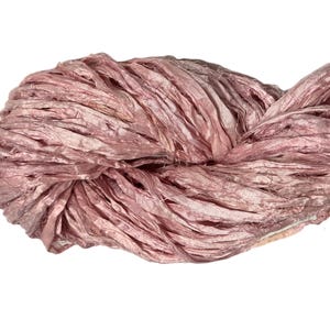 100g Recycled Sari Silk Ribbon Yarn, Blush