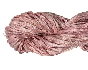 100g Recycled Sari Silk Ribbon Yarn, Blush