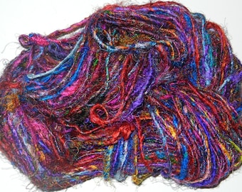 Tariff FREE Recycled Sari Silk Yarn Multicolored Raspberry