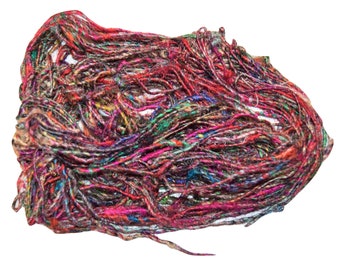 Tariff FREE 100g Recycled Himalayan Silk Yarn multi rich color shade