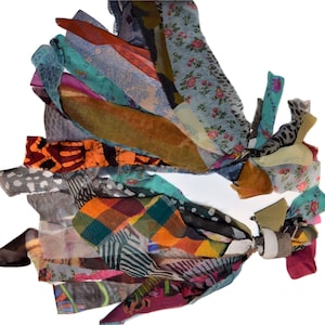 1/2/3 inch or custom Recycled Sari chiffon Silk Ribbon Print stripes