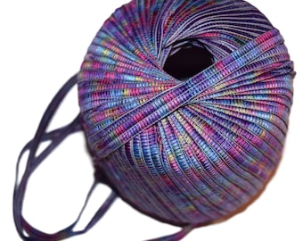 20 yards Fancy Ribbon Yarn Teal Purple mix soft