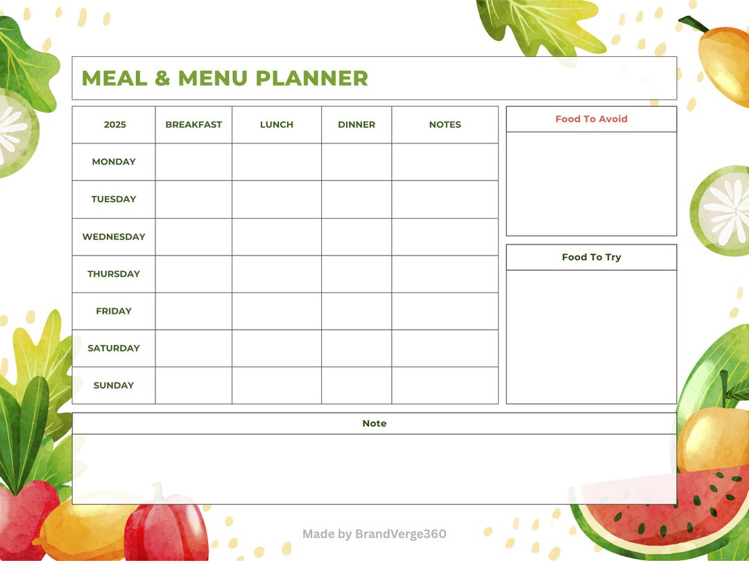 Printable Meal Planner, Menu Planner Meal Planner, Weekly Meal Planner ...