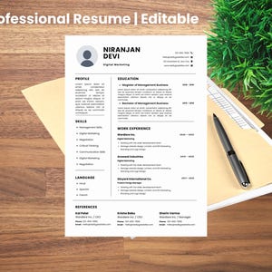 Professional Resume Template Canva Editable | Professional Resume Template for Word | Modern Professional Resume Template with Photo