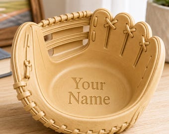 Personalized Baseball Glove Bowl, Custom Text Catchall Tray, Coach Gift, Player Keepsake, Sports Decor