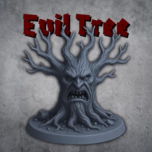 Evil Tree Terrain – 3D Printed Monster Tree for DnD, Pathfinder, Tabletop RPG, Haunted Forest Terrain, Talking Tree Miniature 70mm