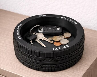 Car Tire Catchall Tray for Keys and Coins, Automotive Desk Organizer, Gift for Car Lover, Entryway Bowl, Garage Decor