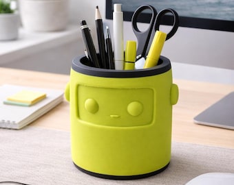 かわいいキャラクターのペンホルダー | 顔付きデスクオーガナイザー | モダンなオフィス装飾 | 3Dプリントペンシルカップ