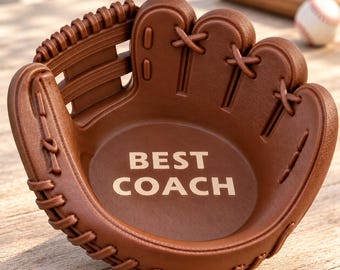 Personalized Baseball Glove Bowl, Custom Text Baseball Gift, Baseball Catchall Tray, Personalized Sports Gift, Gift for Coach or Player