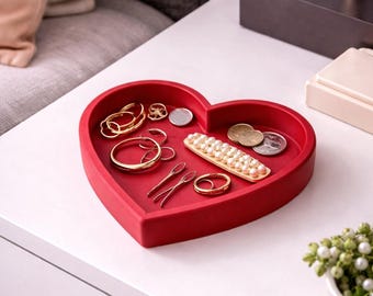 ハートジュエリートレイ | バレンタインデーギフト | ハートの小物入れ | リングホルダートレイ | ロマンチックなホームデコレーション | 3Dプリントジュエリーボウル