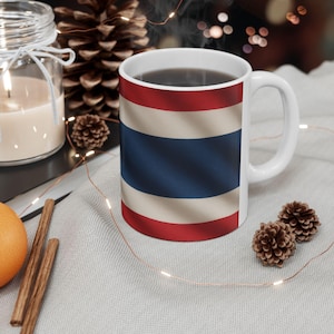 Thai Frag Ceramic Mug, Unique Thailand Design for Thailand Lovers, Rebels Stereotype Gift, Thai Pride Cup, 11oz, 15oz