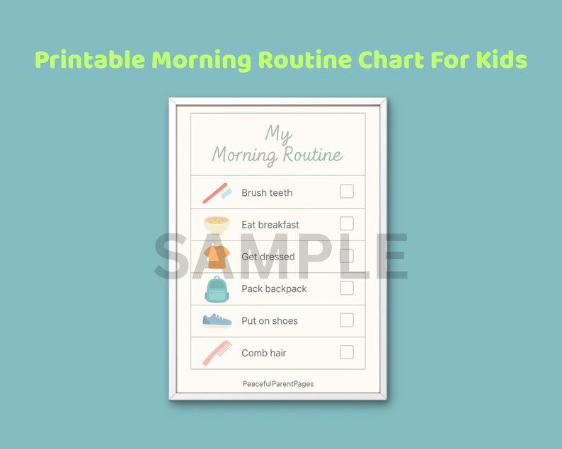 Printable Morning Routine Chart for Kids | Visual Daily Schedule
