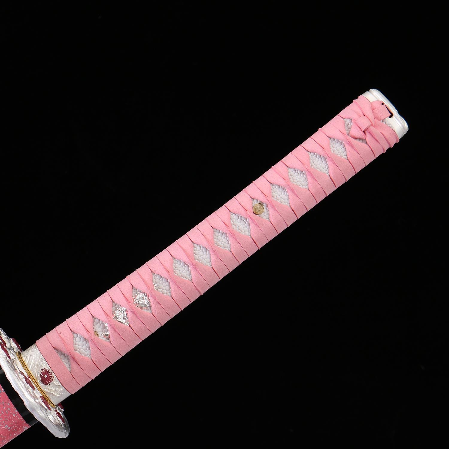 手鍛造のピンク刀（桜鍔付き）：1065マンガン鋼製コスプレ刀 - Etsy 日本