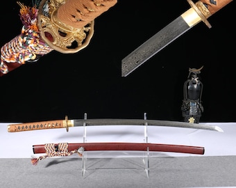 Handgeschmiedeter Damast-Stahl Katana: Kirschblüten Display Schwert, Rollenspiel Requisiten