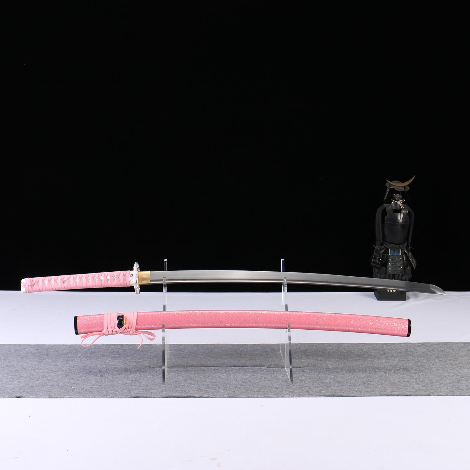 手鍛造のピンク刀（桜鍔付き）：1065マンガン鋼製コスプレ刀 - Etsy 日本