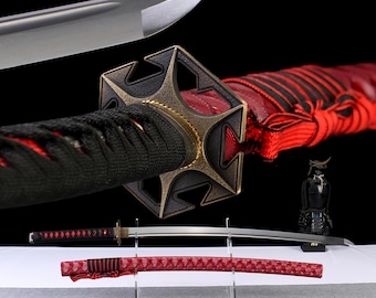 Épée de samouraï fabriquée à la main pour femme | Lame décorative avec étui rouge