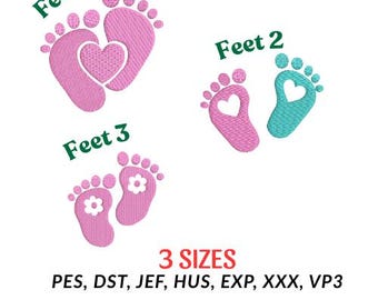 Baby Feet Embroidery Design: Girl and Boy (Digital Download)