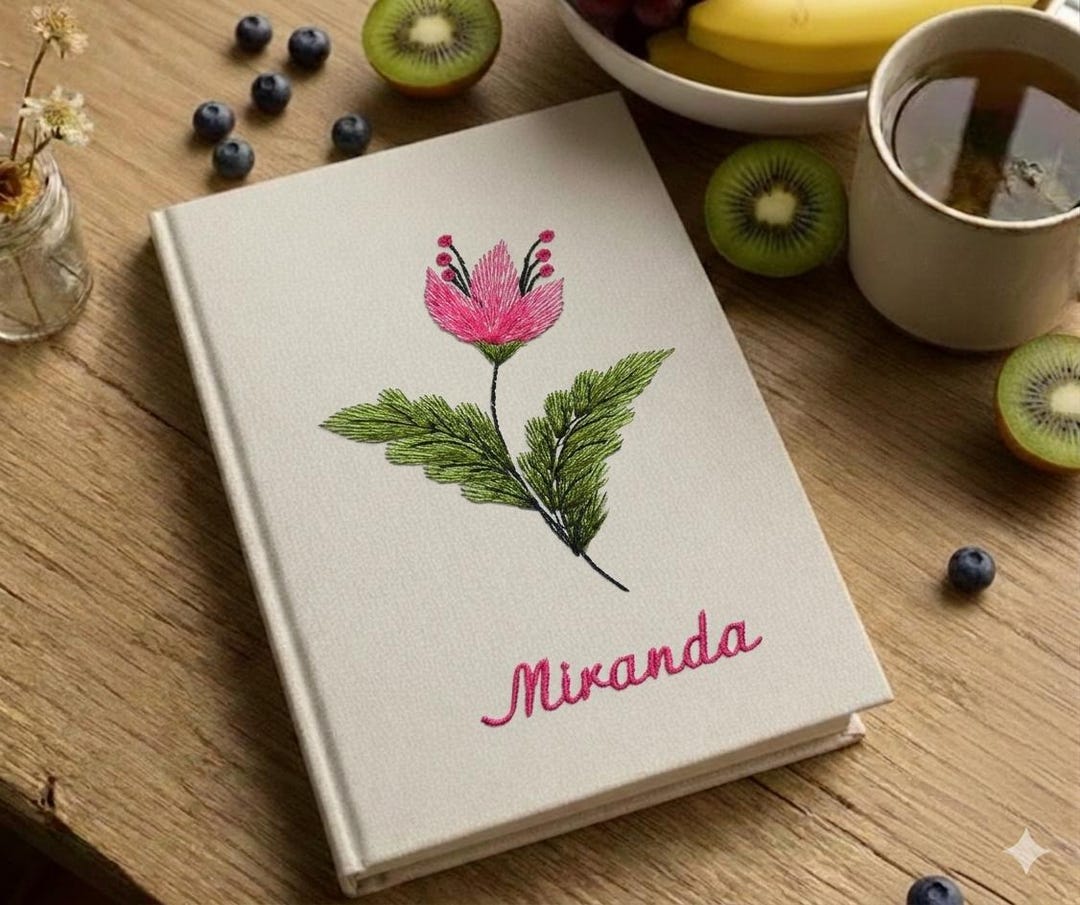 Personalized A5 Spring Flower Notebook – Tropical Floral Embroidered ...