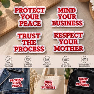 Custom Quote Embroidered Patch, Funny Saying Patch, Personalized Text Patch, Iron On Patch, Sew On Badge, Jacket Backpack Patch