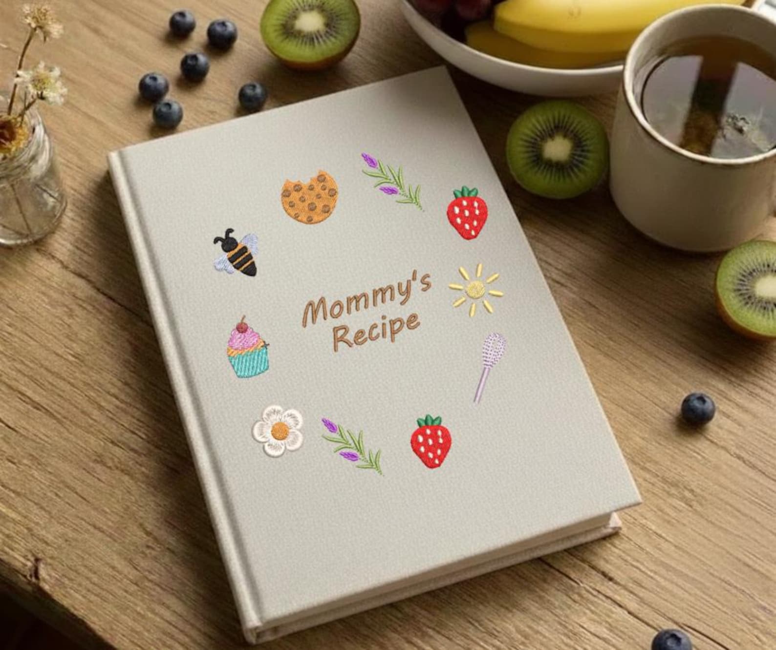 Cookery Notebook Custom Embroidered Recipe Notebook A5, Personalized Cooking Journal ...
