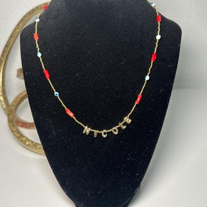 Custom Name Necklace with Beads – Gold Letter Charm Necklace, Personalized Jewelry Gift for Women & Teens, Colorful Beaded Necklace