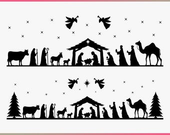 Nativity Scene SVG Bundle | Laser Cut Christmas Silhouette (Digital Download)