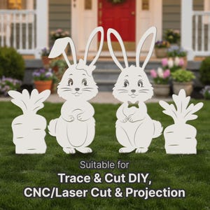 Bunny Yard Template, DIY Easter Trace and Cut PDF, Giant Outdoor Wood Decor Silhouette, Spring Lawn Pattern SVG Cnc Digital Download