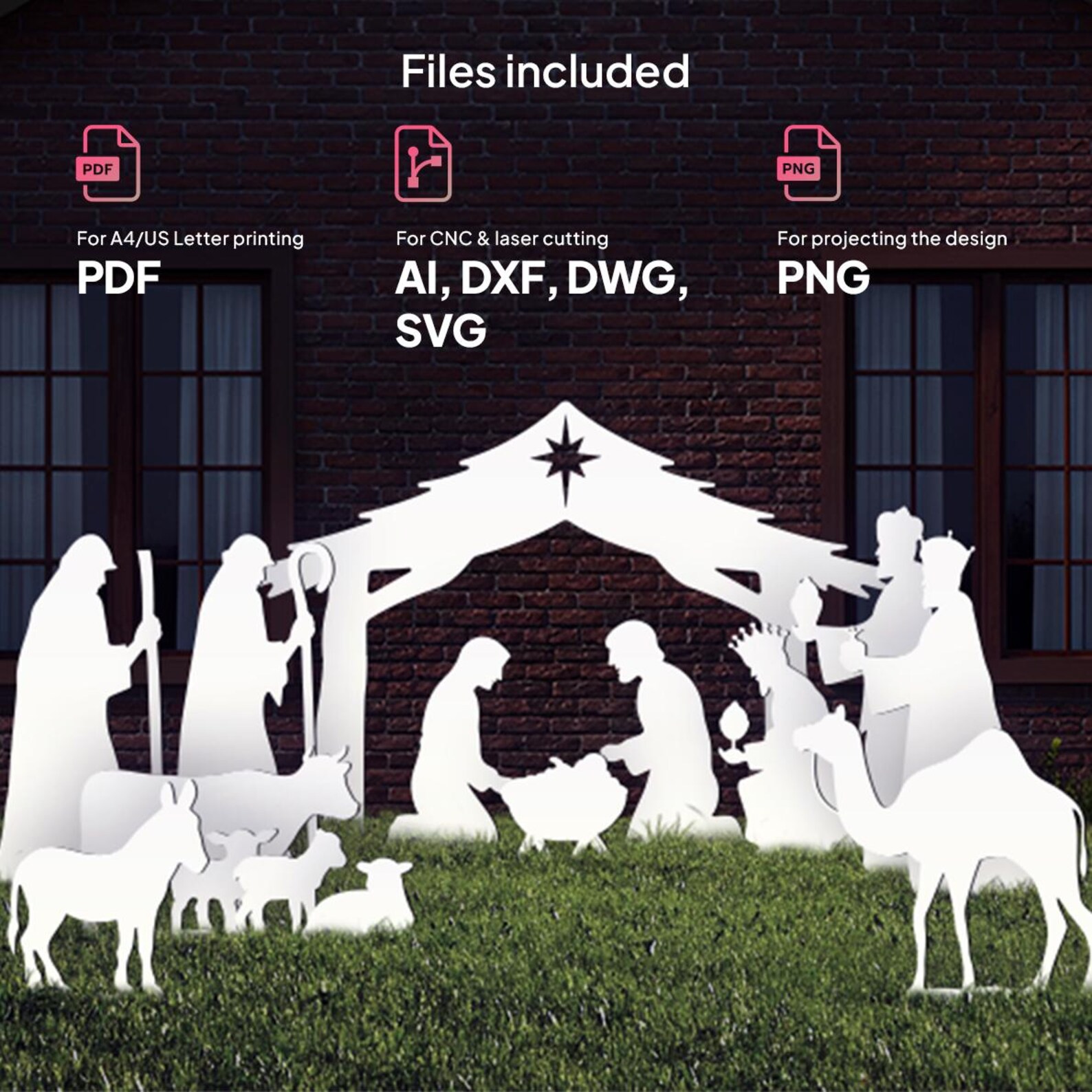 Nativity Scene Silhouette Cut File – Christmas Wooden Decor CNC Laser ...