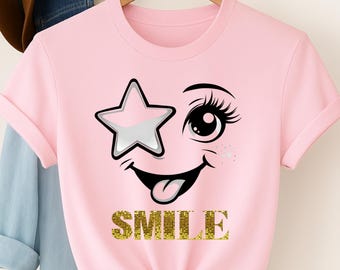 Smiley Face Graphic Tee: 100% Airlume Cotton, Short Sleeve