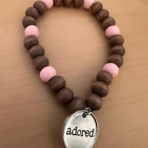 Hand Strung Beaded “Adored” Charm Bracelet