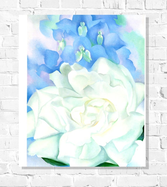 White Rose W Larkspur No 2 By Georgia O Keeffe Vintage Etsy